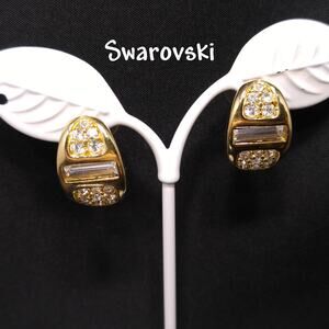 Vintage Savvy by Swarovski Gold Tone Earrings Clear Crystal 1980s on Card